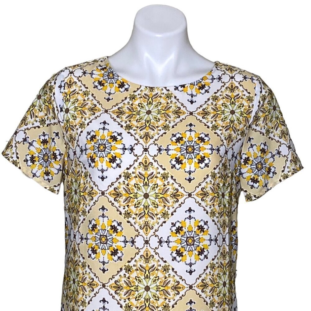 Lulus Yellow Dandy Lion Yellow Print Shift Dress, Short Sleeve Women's Size S - Picture 4 of 14